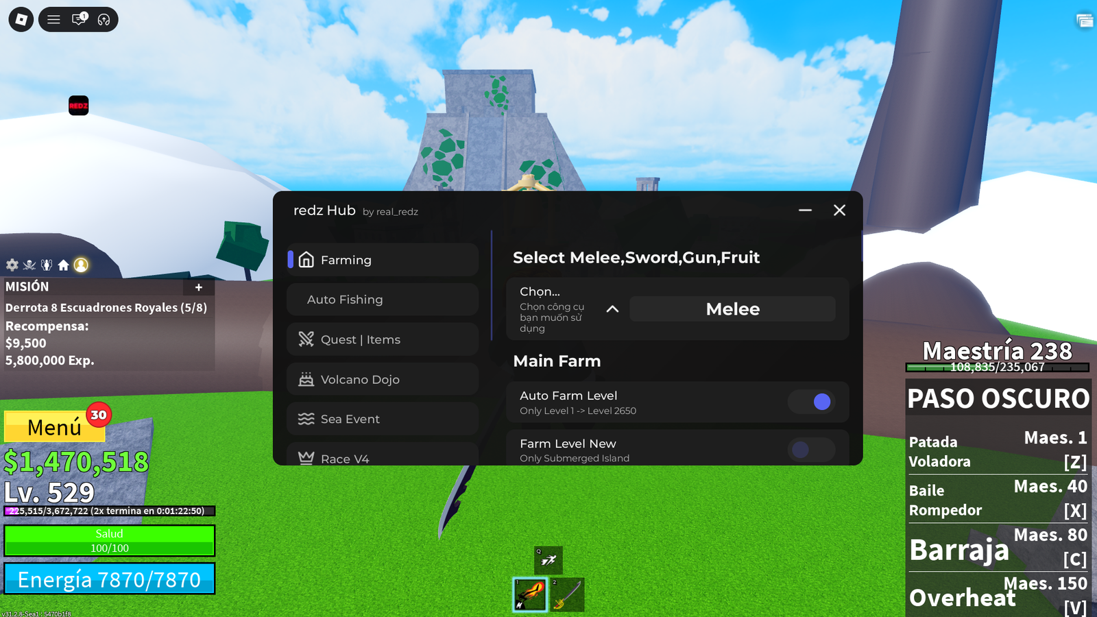 Blox Fruits Script Redz Hub Autofarm Keyless